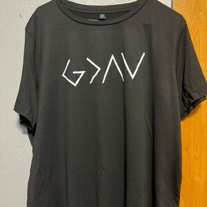 Black Graphic Men's T‑Shirt with White Print
